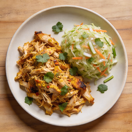 Image of Madura Spiced Pulled Chicken with Citrus Coconut Slaw