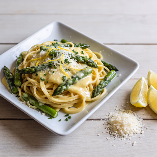 Image of Lemon Garlic Butter Asparagus Pasta