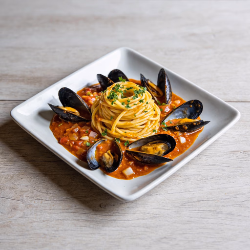 Image of Saffron Tomato Mussel Pasta
