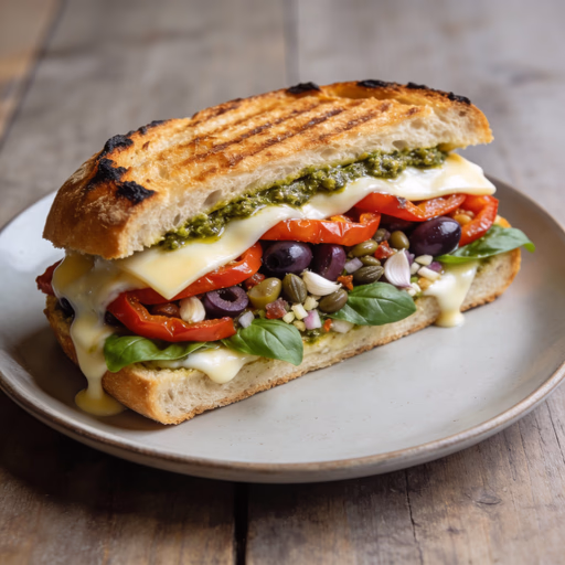 Image of Roasted Pepper and Olive Panini
